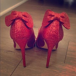 Red glitter heels